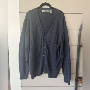 Oscar de la renta navy blue button up‎ cardigan sweater size XXL